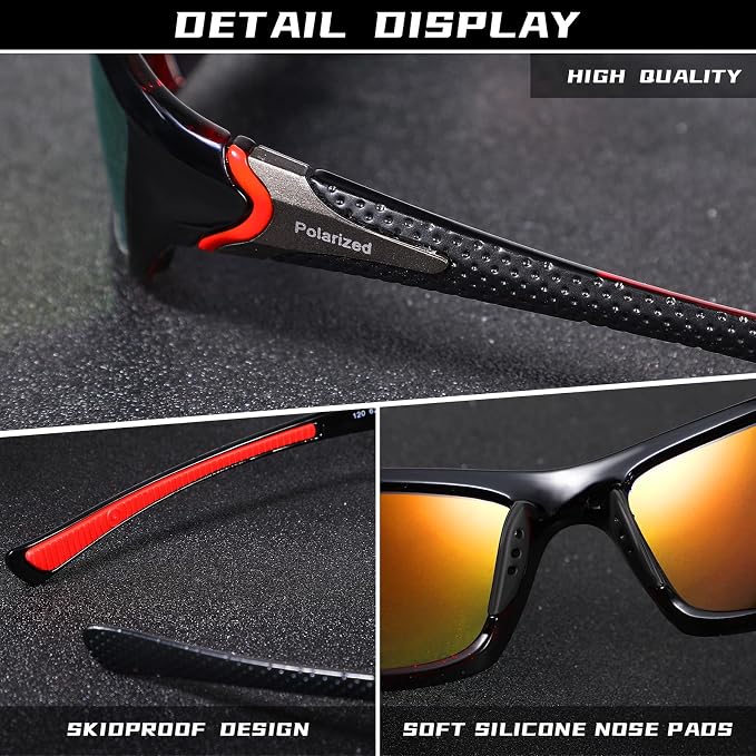 TOODOO 4 Pairs Men Polarized Sunglasses with UV Protection Driving Glasses Sports for Sport Outdoor Activities