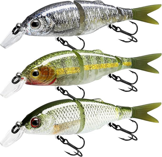 TRUSCEND Swimmax Easy Catch Fishing Lures with BKK Hooks, Wiggling, Vibrating, Rattling and Gurgling for More Bite, Heavy-Duty Dyneema Fiber Jointed Swimbaits for Bass, Trout, Walleye, Crappie, Pike