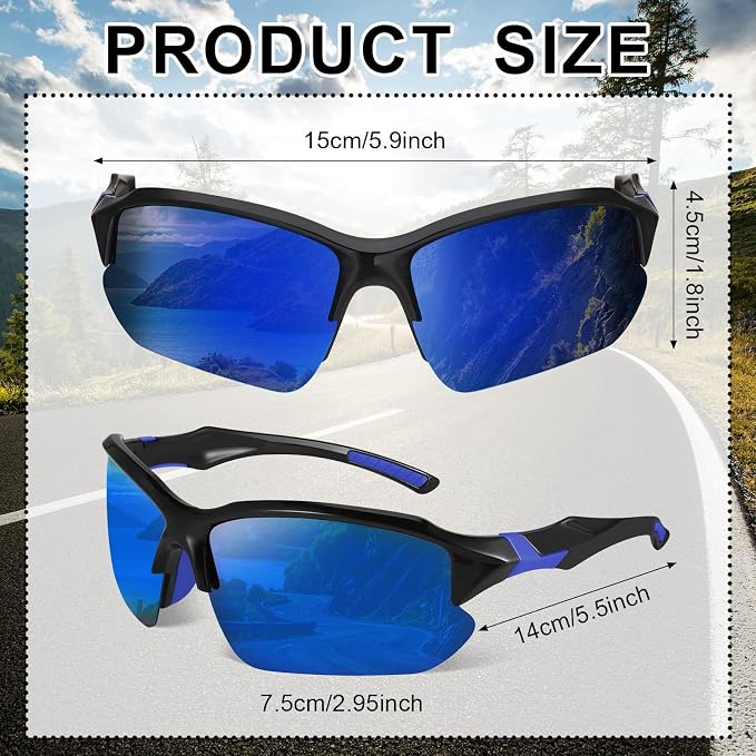 4/5Pack Polarized Sports Sunglasses for Men Women Baseball Cycling Running Fishing UV Protection Sun Glasses