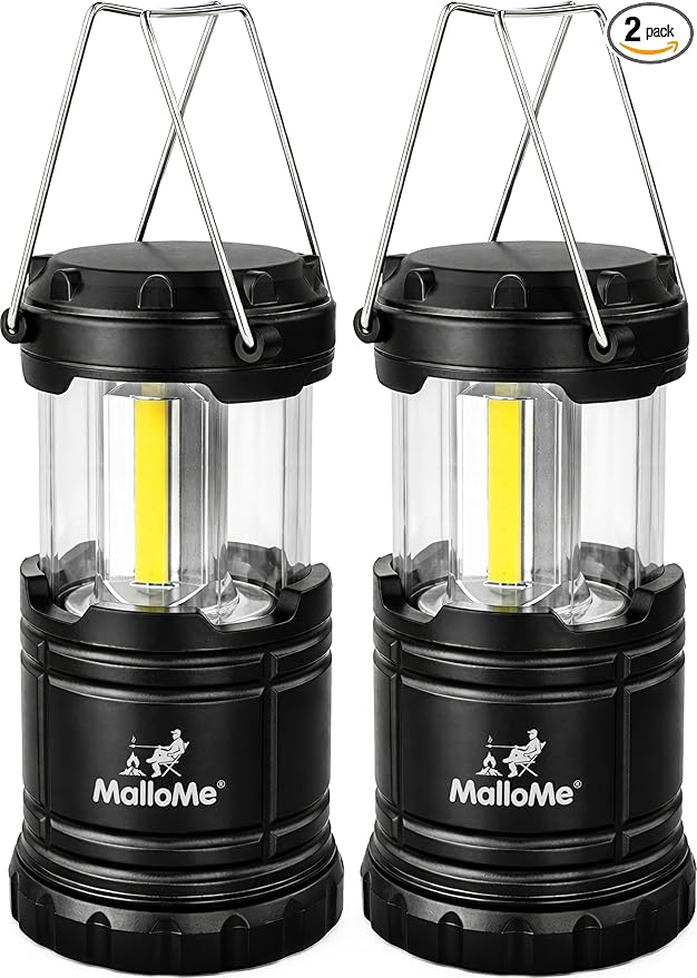 MalloMe LED Camping Lantern, Battery Powered Lanterns for Power Outages, Portable Hanging Collapsible Camping Lights for Outdoor, Home, Emergency, Hurricane Lamp Survival Outage Light 3 x AAA Operated