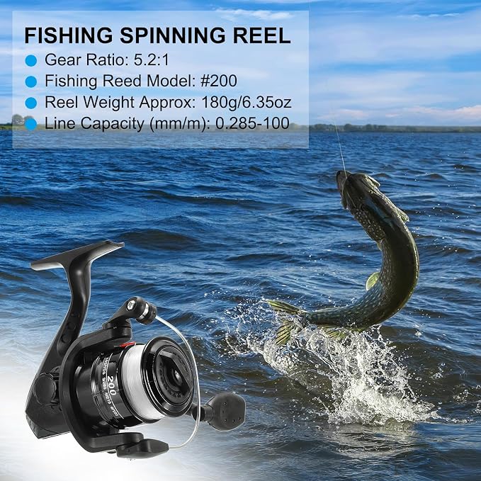 PATIKIL Fishing Reel Left/Right Interchangeable Handle with Fishing Lines