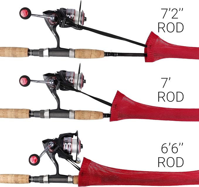 RUNCL Fishing Rod Sleeves & Reel Bags, Spinning/Casting Rod Socks & Spinning/Baitcasting Reel Covers - Protection Solution, Space Saver, Perfect Storage - Fishing Pole Sleeves & Reel Pouch (2 Pack)