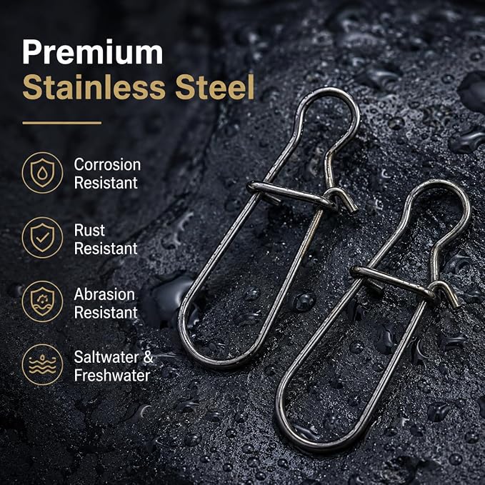 300Pcs Small Duo Lock Fishing Snaps, Stainless Steel Speed Clips for Lures, Quick Change Fishing Lure Connectors for Freshwater Saltwater, Sizes 0# 1# 2# 3#