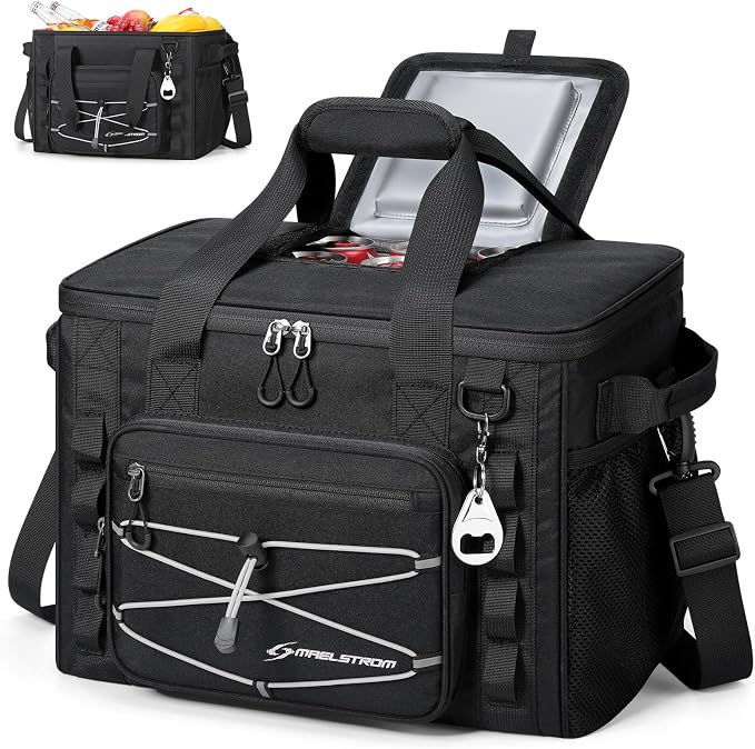 Maelstrom Soft Sided Cooler Bag, 30/40 Can Collapsible Insulated Ice Chest, Large Leakproof Portable Storage for Camping, Travel, Kayaking & Beach
