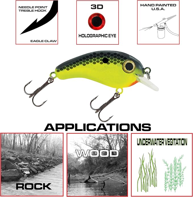 Luck E Strike Crappie Magic Crankbait (2 Inch Crappie Lure) Made in The USA