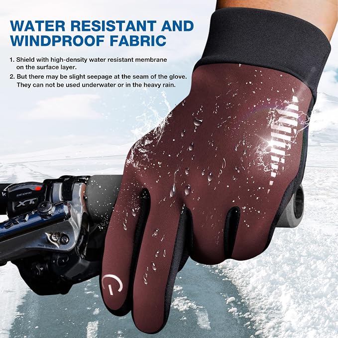 SIMARI Winter Gloves for Women Men - Cold Weather Thermal Touch Screen Ski Snow Glove Liners, Non-Slip Palm & Warm Fleece Lined, for Running Cycling Driving Hiking Walking Sports Outdoor Texting Work