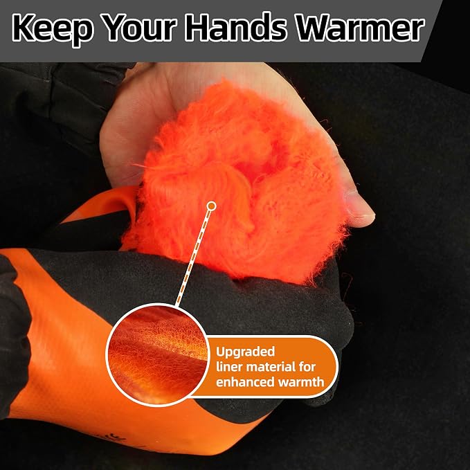 Schwer 6 Pairs FreezeGuard Winter Work Gloves, ANSI A2 Cut Resistant Freezer Gloves for Outdoor Cold Weather Keep Hands Warm, Waterproof Gloves for Shoveling Snow, Ice Fishing, M