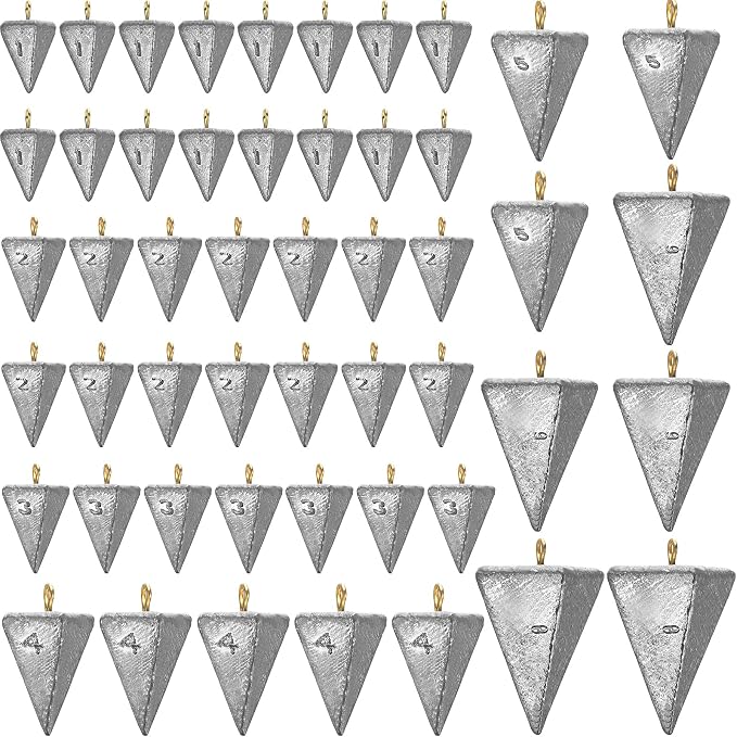 Shimeyao 18 Pieces Pyramid Sinkers Fishing Weights Triangle Fishing Sinkers Rig Pyramid Sinker for Ocean Saltwater Surf Bass Casting Gear Tackle