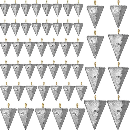 Shimeyao 18 Pieces Pyramid Sinkers Fishing Weights Triangle Fishing Sinkers Rig Pyramid Sinker for Ocean Saltwater Surf Bass Casting Gear Tackle