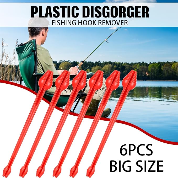 RoundFunny 6 Pcs Fish Hook Remover Tool Plastic Snelled Hook Disgorger Portable Unhook Extractor Tool for Fishing Gear Accessories