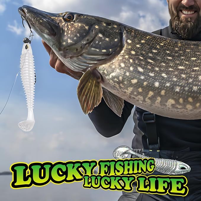 LUCKYFISHING Paddle Tail Swimbaits 10/16/20 PCS Fishing Lures Soft Plastic Lures for Trout Crappie Walleye Soft Baits for Bass Fishing Freshwater Saltwater 4.1/3.5/3/2.5 Inch