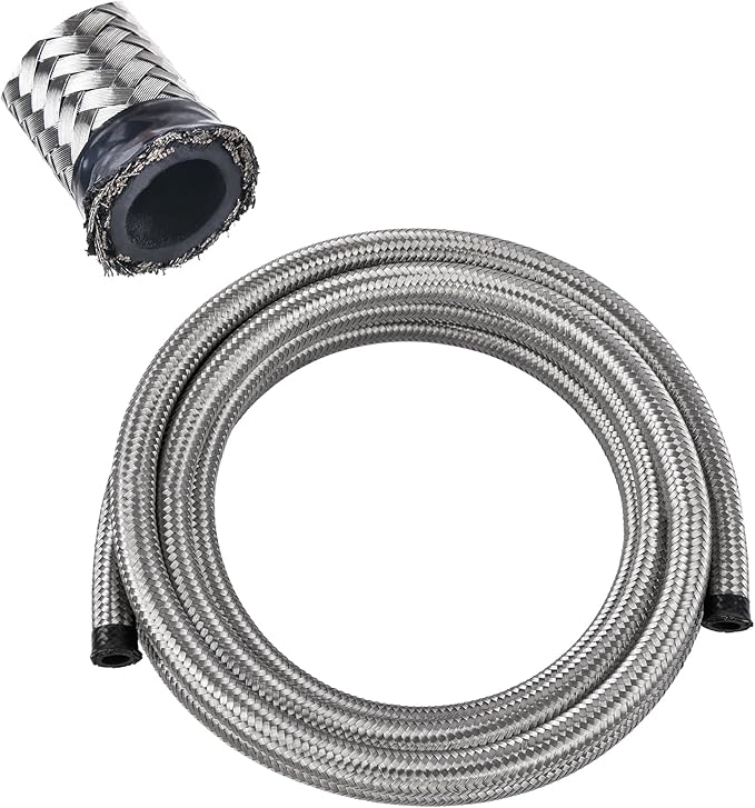 EVIL ENERGY 10AN Fuel Line Nylon CPE, 5FT AN10 Braided Fuel Hose Silver
