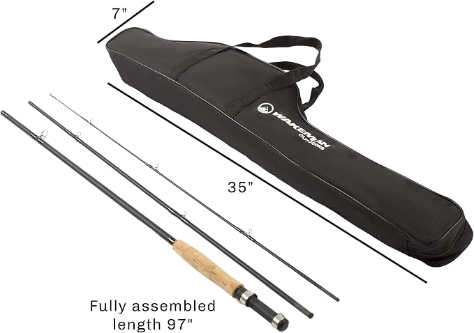 Wakeman Outdoors Fly Fishing Rod & Reel Combo Starter Kit with Case and Accessories