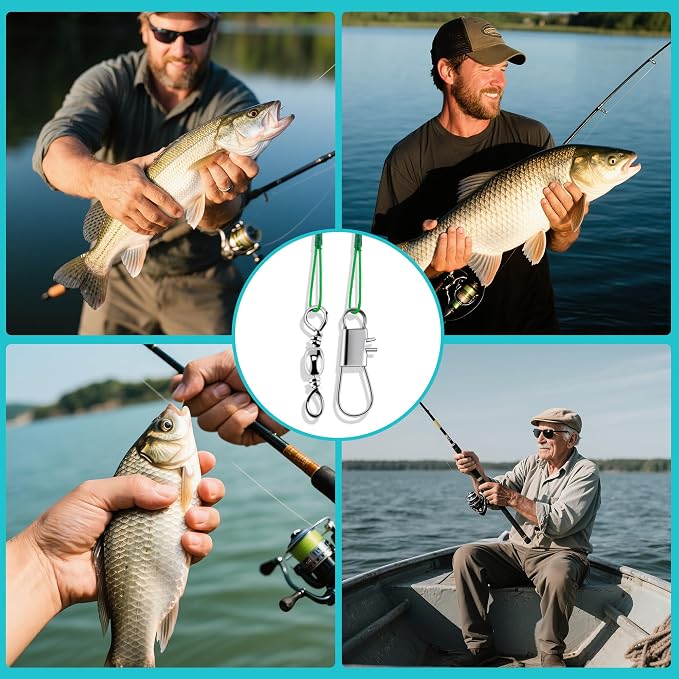 40Pcs Anti-Bite Wire Leaders – Multi-Strand Stainless Steel Fishing Leader Line with Swivel Snap for Lures Bait Rigs Hooks Pike Bass 8in 10in 12in