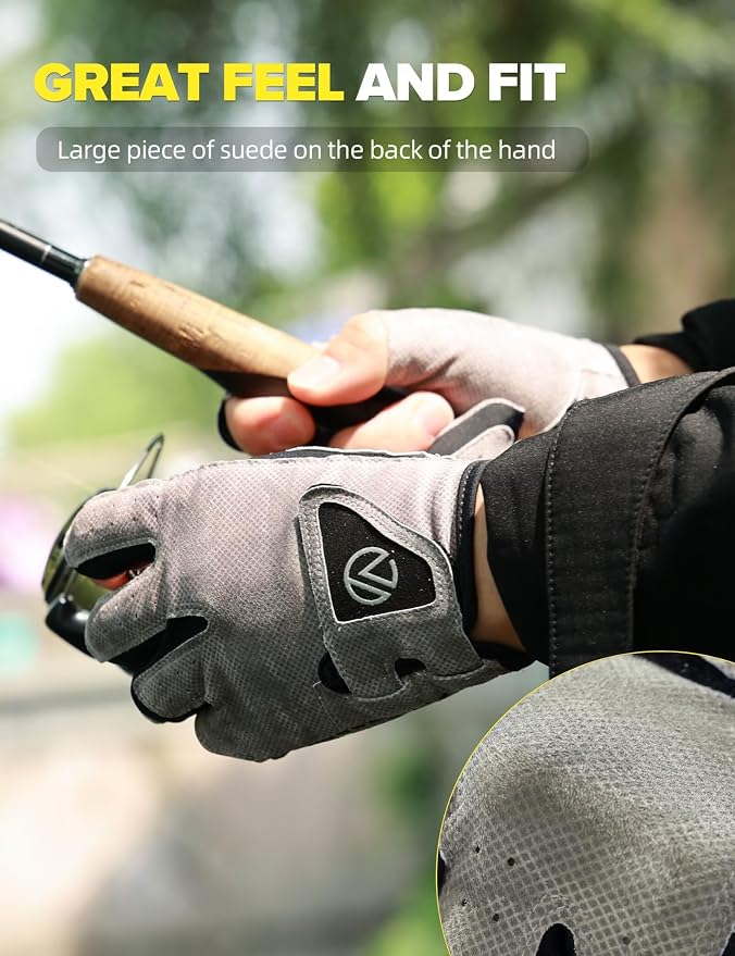 Fishing Gloves 3 Fingerless,Abrasion Resistant, Anti-Slip,Lightweight Breathable for Men Women,Ideal for Lure Fishing