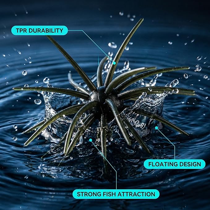 Creature Bait for Bass Fishing – Soft Plastic Fishing Lures, Fuzzy Dice & Sea Urchin Style Finesse Bait for Freshwater, Trout & Crappie with Tackle Box