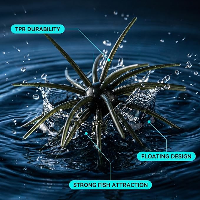 Creature Bait for Bass Fishing – Soft Plastic Fishing Lures, Fuzzy Dice & Sea Urchin Style Finesse Bait for Freshwater, Trout & Crappie with Tackle Box