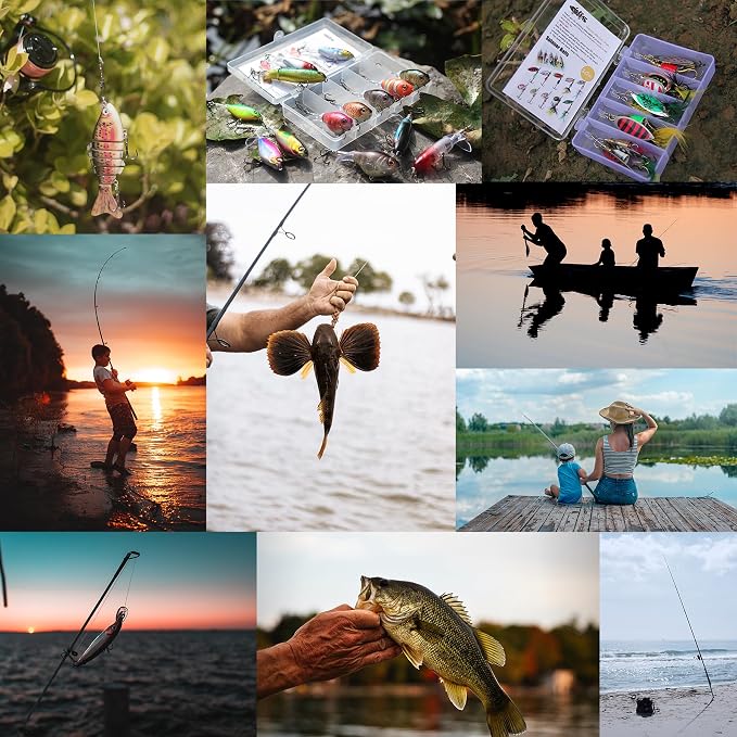 EXAURAFELIS Tail Prop Lure Fishing Lures Bubble Popper Lures Kit Plopping Bass Lure Floating Pencil BassBait Topwater Fishing Lures withTackle Box
