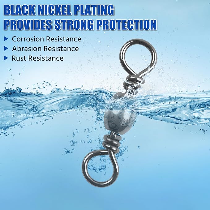 Fishing Barrel Snap Swivels, Stainless Steel Snap Swivels Fishing Tackle Rolling Barrel Swivel with Safety Snap Connector for Saltwater Freshwater