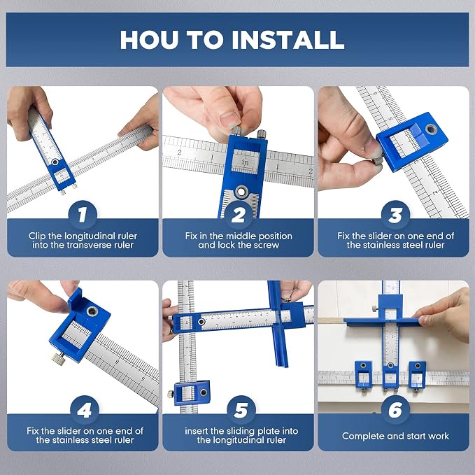 Cabinet Hardware Jig, Cabinet Handle Jig, Cabinet Hardware Template Tool, Punch Locator Drill Guide for Handle Knob Pull Installation of Door and Drawer woodworking tools
