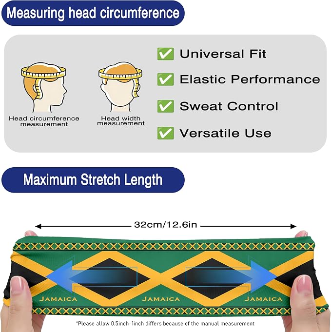 Flag Headbands for Men Women, Moisture Wicking Sweatband Breathable Sports Headwrap, Non-Slip Stretchy Fitness Hair Band