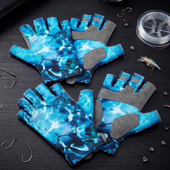 4 Pairs Half-Finger Fishing Gloves, UPF 50+ Breathable, Quick-Drying Sun Protection for Men & Women Anti-Slip for Fishing, Cycling