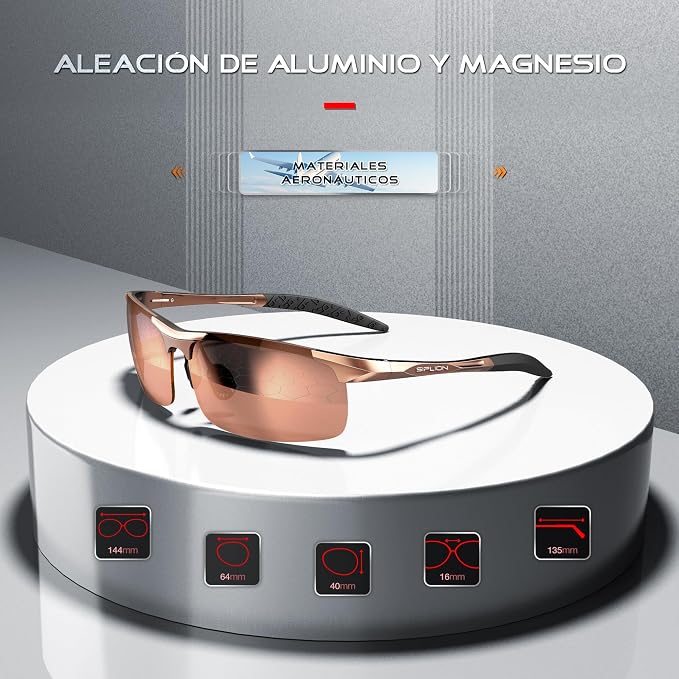 SIPLION Polarized Sunglasses Men Sports: UV Protection Ultra Light Al-Mg Metal Frame Ideal For Driving Fishing Running Golf