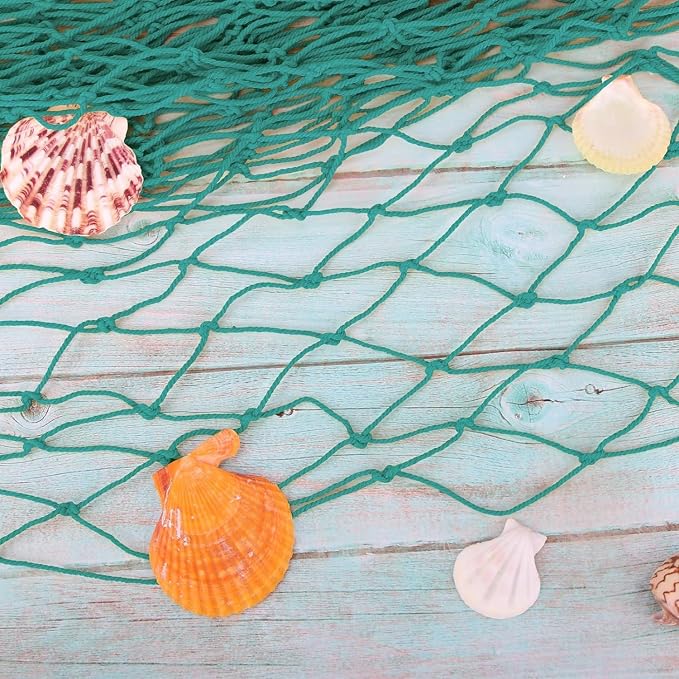 ZUEXT Aqua Decorative Fishing Net 5x10 ft, Large Picture Fish Net, Wall Photo Hanging Fishnet for Nautical Mermaid Pirate Ocean Themed Hawaii Beach Under the Sea Party Decorations