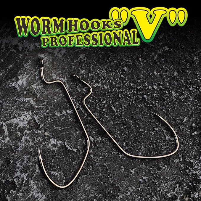 LUCKYFISHING EWG Hooks Worm Hooks for Bass Fishing 50PCS Offset Texas Rig for Freshwater Saltwater Size 1 1/0 2/0 3/0 4/0 5/0