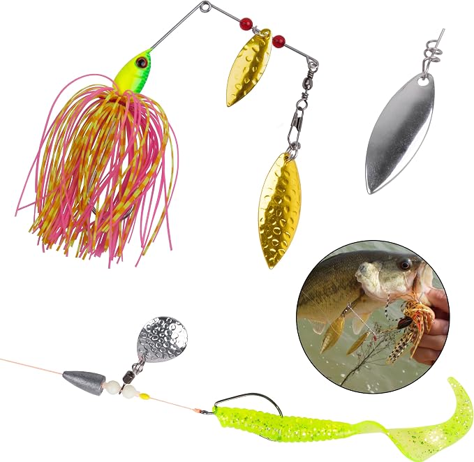 Fishing Spoons Rigs Spinner Blades Baits Kit, 150pcs Willow Colorado Blade Spin DIY Lure Making Supplies for Spinnerbait Bass Walleye Pike Spinner Rigs Making Accessories Set