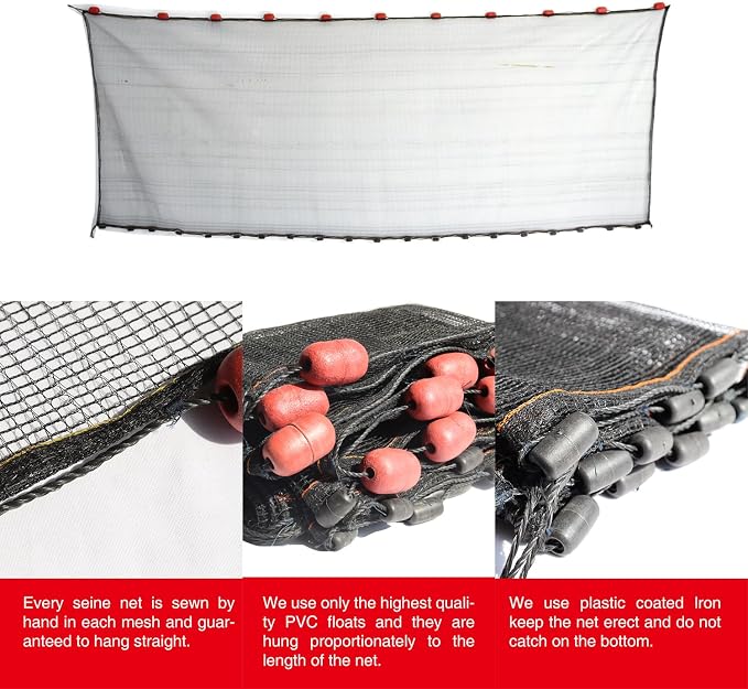 BasicGear Professional Seine Net | 5 to 50 ft | Ultra Strong | Maximizes Catch | Ideal for Both Commercial and Recreational Fishing