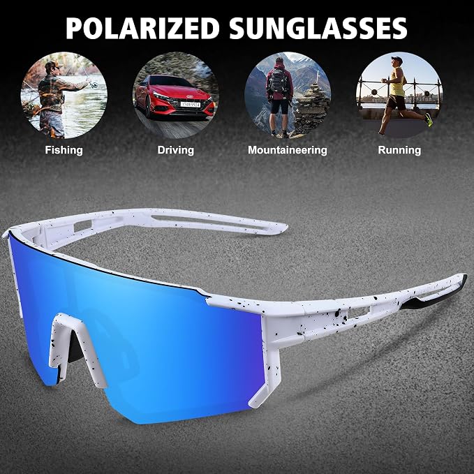 STORYCOAST Polarized Sports Sunglasses for Men Women,Driving Fishing Cycling Mountain Bike Sunglasses UV400 Protection
