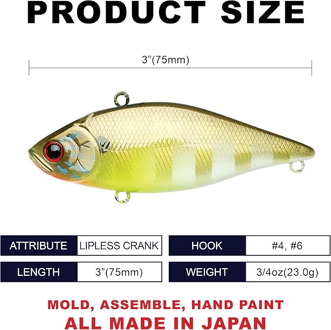 LUCKY CRAFT LV 500, Freshwater Bass Fishing Lure, Lipless Crank Bait, Smallmouth, Sinking, Tournament Winning, Perfect Wobbling, Fishing Gear, Fishing Accessories, Fishing Tackle
