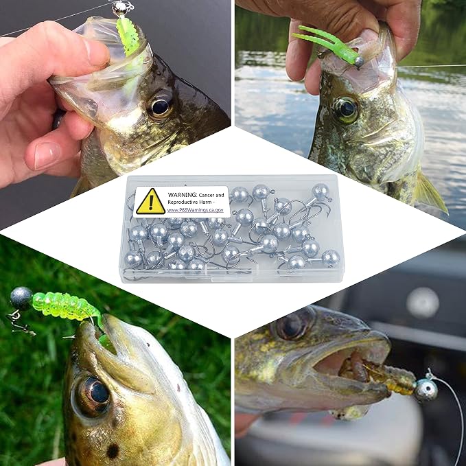 Jig Heads Fishing Hooks Crappie Jigs Unpainted Jig Heads Round Ball Sharp Fishing Jigs Hooks for Bass Trout Crappie Walleye Saltwater Freshwater