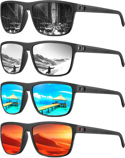 NSSIW Mens-Sunglasses Polarized Sunglasses Men : Classic Sun Glasses with UV Protection for Driving Fishing Golf 4 Packs