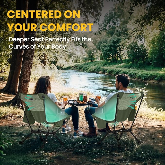 Overmont Ultralight Portable Camping Chair- Lightweight Folding Backpacking Chair, Support up to 330Lbs Compact Beach Chair for Adults with Carry Bag for Backpack Hiking Fishing Outdoor Camp 2pcs