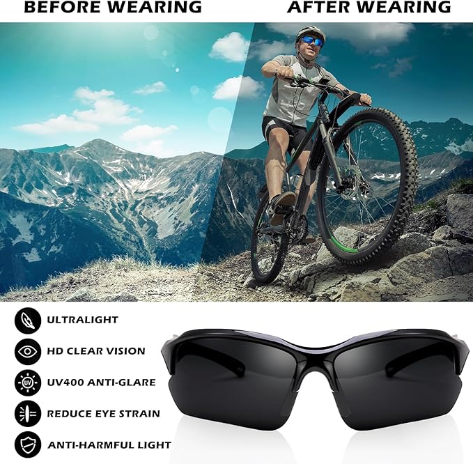 4 PACK Polarized Sport Sunglasses for Women Men UV Protection,Running Cycling Fishing Sunglasses Outdoor