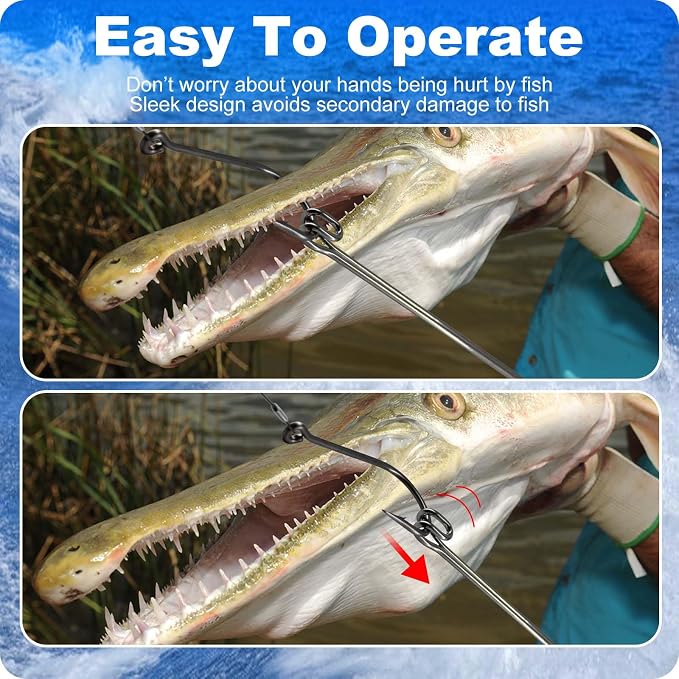 2 Pack Stainless Steel Fishing Hook Remover，Push/Pull Hook Remover，Dehooker Tool,Anti-Lost Saltwater Dehooker Tool Shark Hook Remover