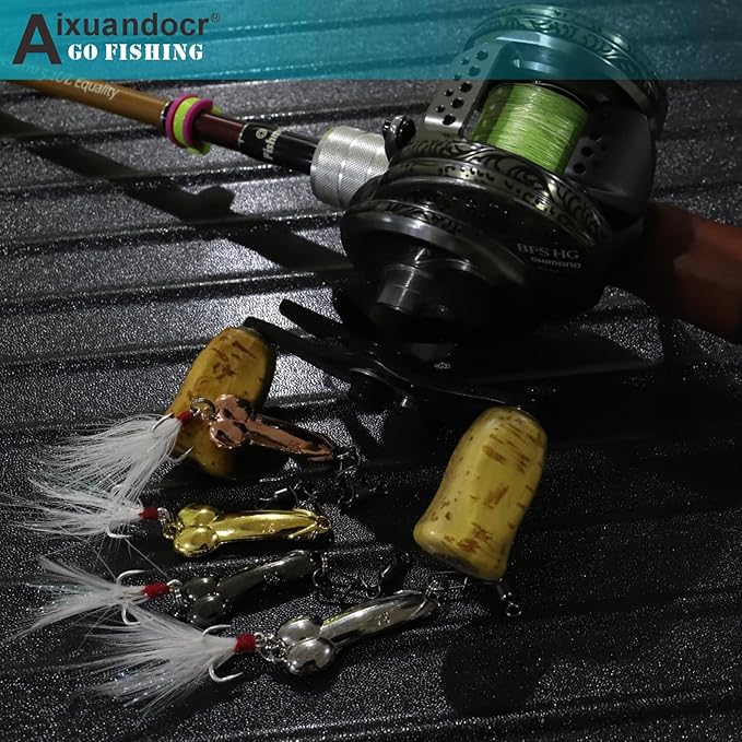 Bass Fishing Lure, Fishing Spoons, Topwater Fishing Lures with Trebles Hooks, Trout Fishing Lures, Fishing Tackle for Freshwater and Saltwater, Fishing Gifts for Men
