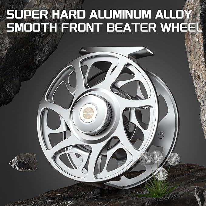 Ashconfish Fly Fishing Reel CNC-Machined Aluminum Alloy Fly Reel with 2+1BB Anti-Corrosion Bearings Ultra-Smooth Drag System & Ergonomic Design for Ultimate Performance