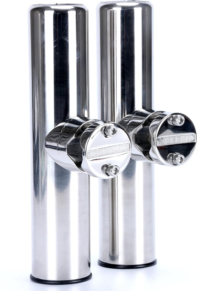 Amarine Made Boat 4pcs Fishing Rod Holder, Stainless Rail Mount Clamp on Rod Holder, Adjustable Fishing Pole Holder for Rails 7/8" to 1"