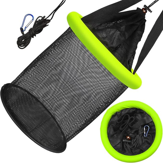 Dovesun Floating Fishing Basket, Collapsible Fishing Net Portable Nylon-mesh | Coated Nylon Net Bait Storage Cage for Keeping Crayfish Minnows Leaches and Other Live Baits
