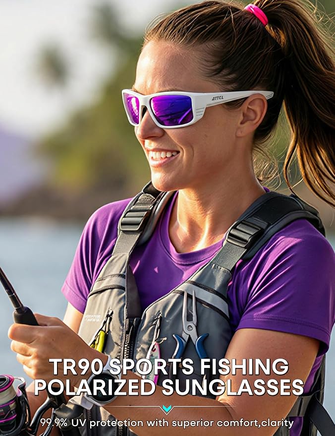 ATTCL Sports Polarized Sunglasses for Men: Ultra-Light Wrap Around TR90 Frame UV400 Protection for Fishing Driving Shooting