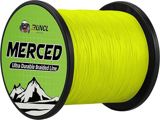 RUNCL Braided Fishing Line Merced, 1000 500 300 Yards Braided Line 4 8 Strands, 6-200LB - Proprietary Weaving Tech, Thin-Coating Tech, Stronger Smoother for Freshwater Saltwater