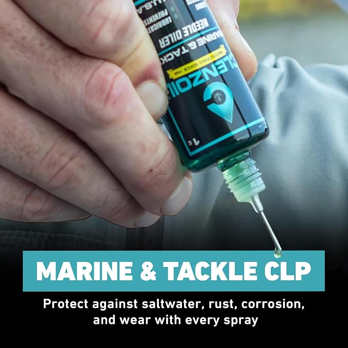 CLENZOIL Marine & Tackle - Fishing Gear Oil Lubricant - for Fish Care Reels, Boat Motors, Downriggers & More - Easily Oils Applicator