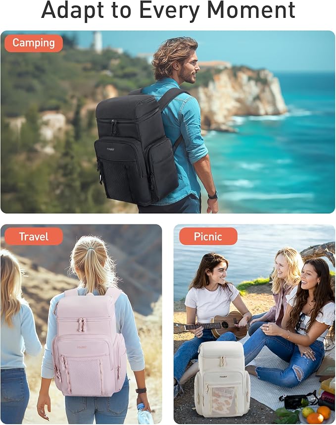 TOURIT Insulated Backpack Cooler: 30 Cans Waterproof Leakproof Soft Cooler Bag Beach Travel Picnic Camping