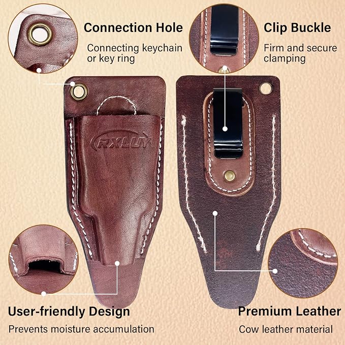 Fishing Pliers Holster with Retractable Lanyard, Universal Fit for Most Sea Fishing & Wild River Lure Tongs Leather Accessories
