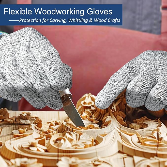 Dowellife Cut Resistant Gloves A9 Maximum Protection - Food Grade Kitchen & Chef Gloves for Food Prep, Knife Cutting, Mandoline Slicing, Butcher, Oyster Shucking, Fish Handling (Small, 2 Pairs)