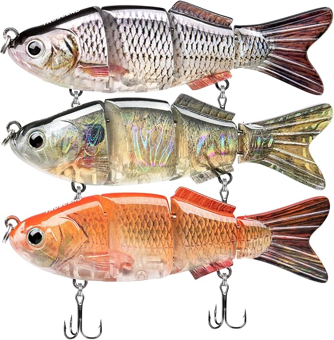TRUSCEND Swimmax Easy Catch Fishing Lures with BKK Hooks, Wiggling, Vibrating, Rattling and Gurgling for More Bite, Heavy-Duty Dyneema Fiber Jointed Swimbaits for Bass, Trout, Walleye, Crappie, Pike