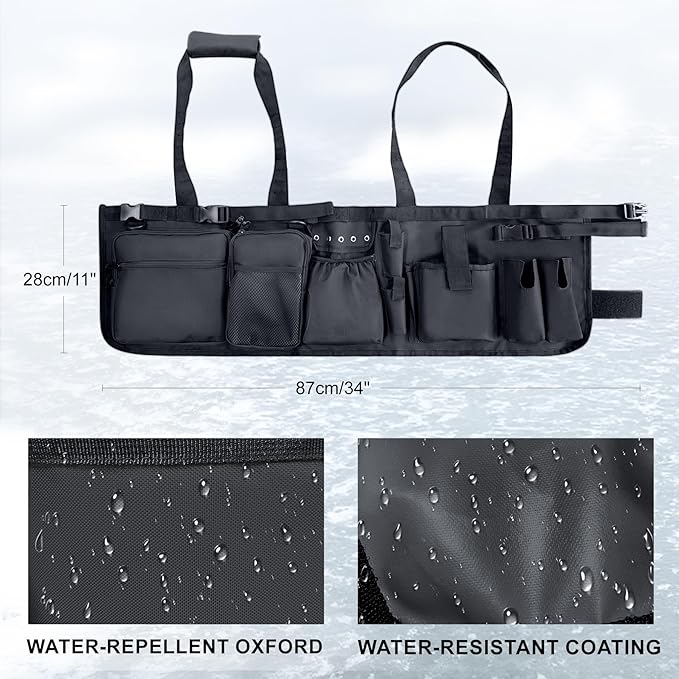 Fishing Bucket Organizer with Bucket Cover Fishing Tackle Bag with Rod & Plier Holder, Multi-Pockets for 5 Gallon Bucket Fishing Gear & Accessories Father Gifts